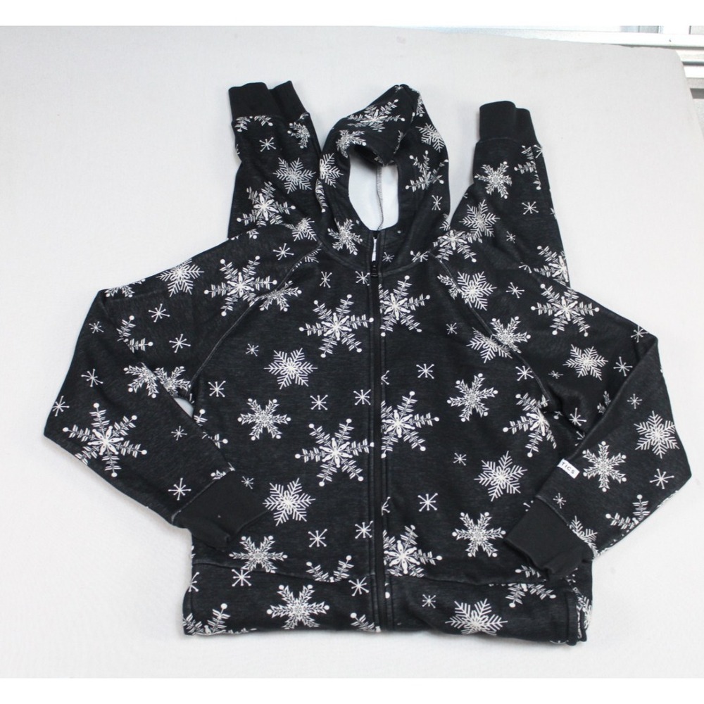 Fabletics Men Overall Black Snow Print Full Zip Hoodie Size Small